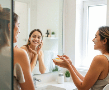 Girl using homemade face mask for acne treatment